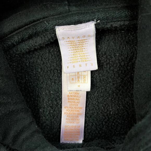 Savage x Fenty Hoodie Sweatshirt Adult Medium Black Essential Oversized Flames - Picture 6 of 14